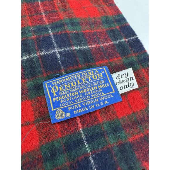 Vintage Pendelton 100% Wool Scarf Red Multi Tartan Plaid UNISEX USA MADE CLASSIC - Picture 3 of 3
